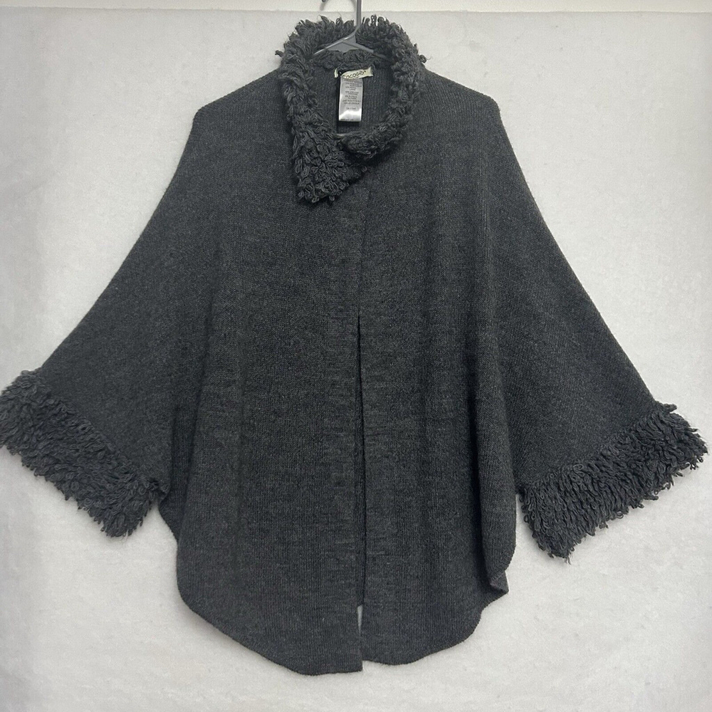 NWT Cocogio Wool Alpaca Blend Shawl Poncho Fringe Warm Cozy Made In Italy O/S
